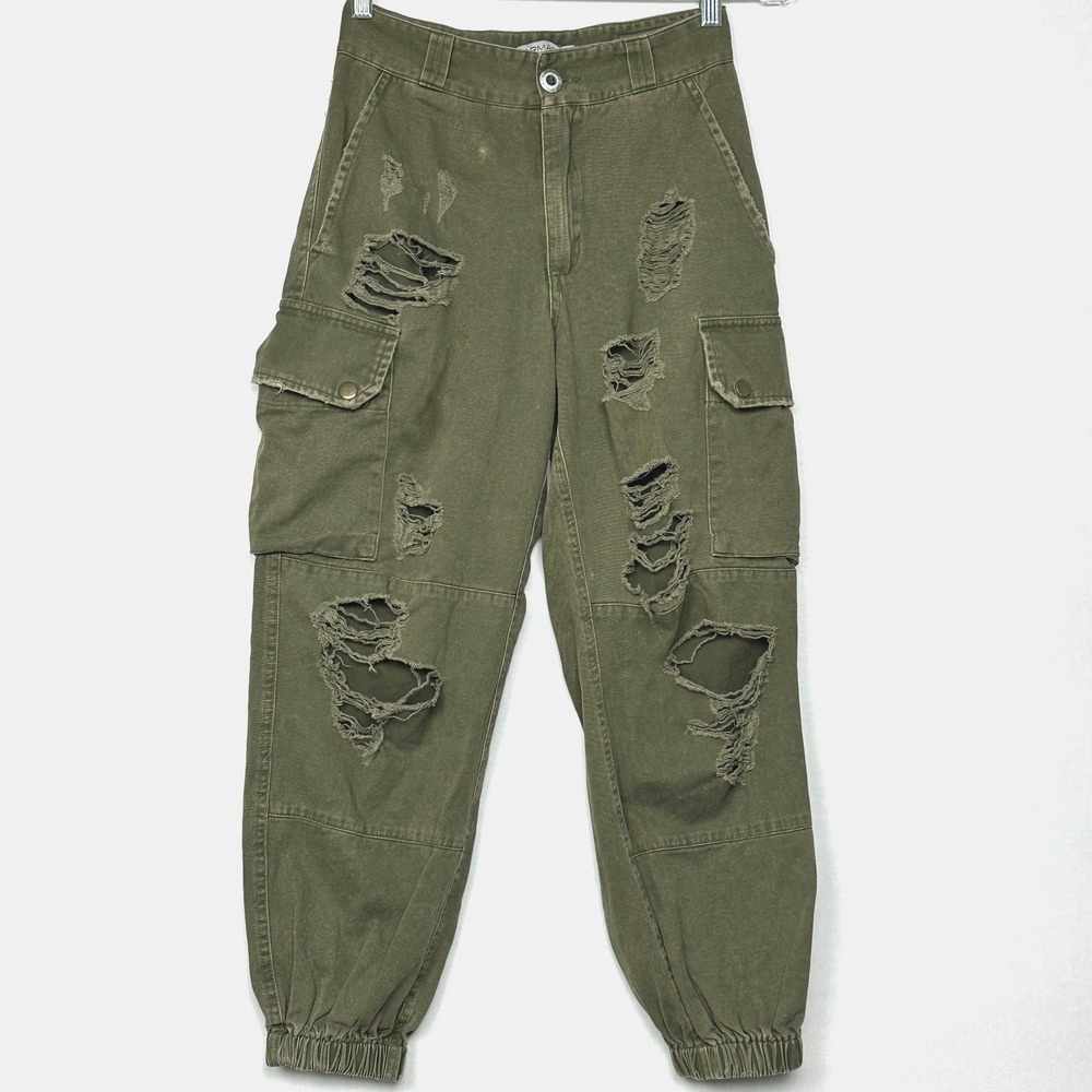 Carmar Distressed Cargo Jogger Pants Olive Green Women's Size 6